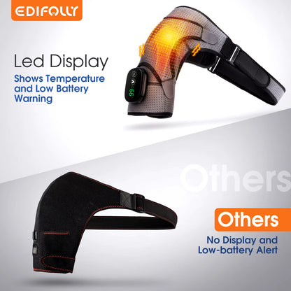 Electric Heating Shoulder Massager Vibration Massage Shoulder Brace Support Belt Rechargeable Warmer Knee Relief 3 Gear Belt Pad