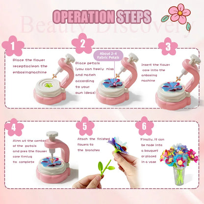 Fabric Flower Bouquets Toys DIY Craft Kits Toys for Kids Handmade Flowers Market Toy Girls Christmas Birthday Gift