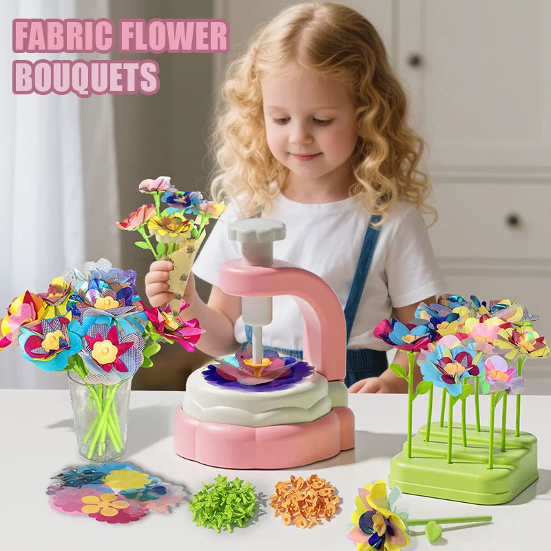 Fabric Flower Bouquets Toys DIY Craft Kits Toys for Kids Handmade Flowers Market Toy Girls Christmas Birthday Gift