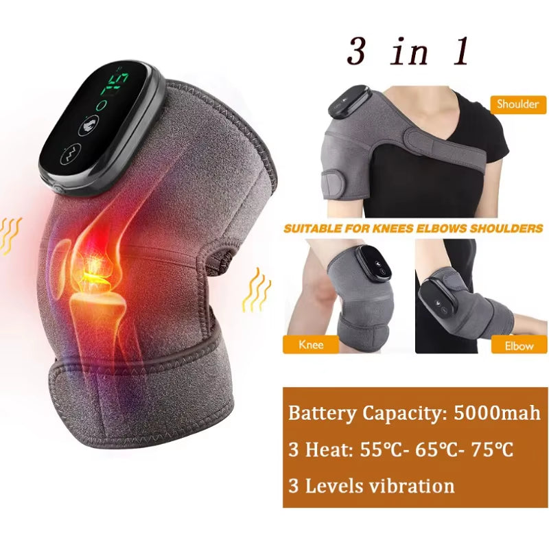 Electric Heating Shoulder Massager Vibration Massage Shoulder Brace Support Belt Rechargeable Warmer Knee Relief 3 Gear Belt Pad