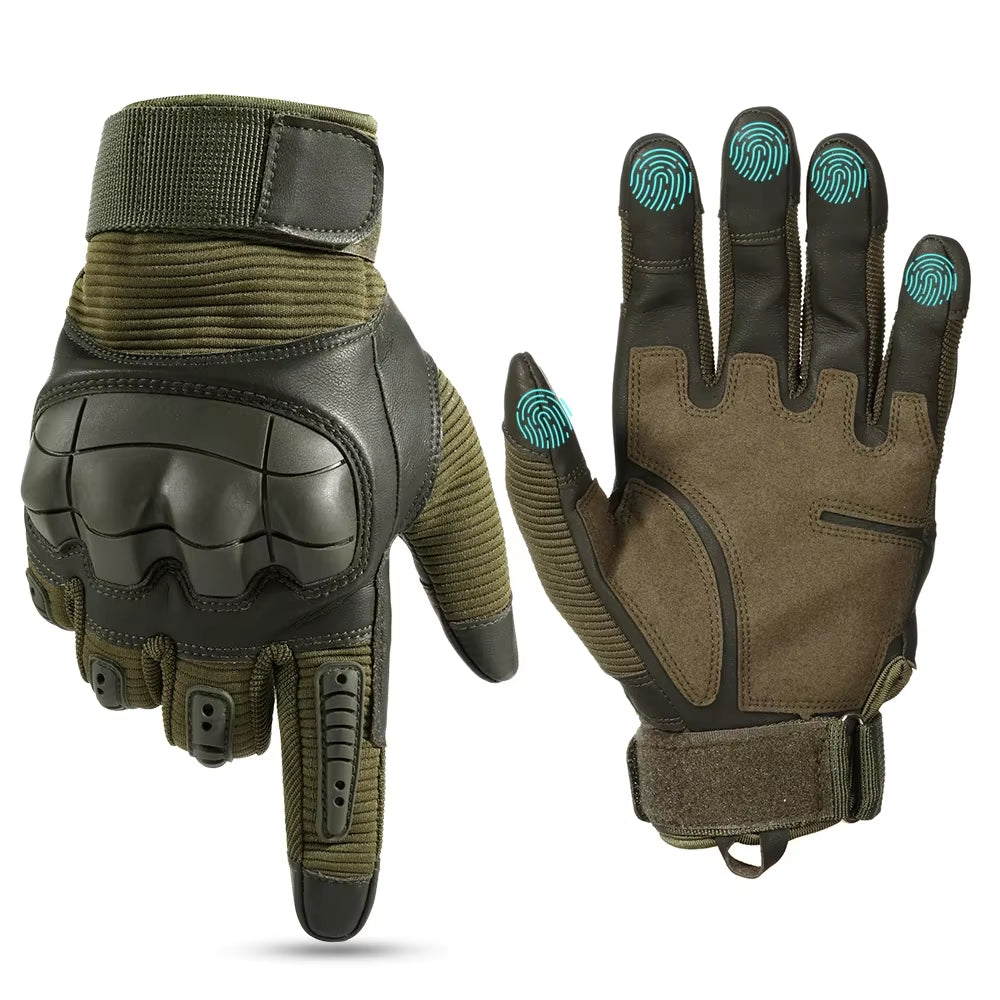 Full Finger Tactical Gloves Sports Paintball Shooting Hunting Combat Airsoft PU Leather Touch Screen Rubber Protective Gear Men