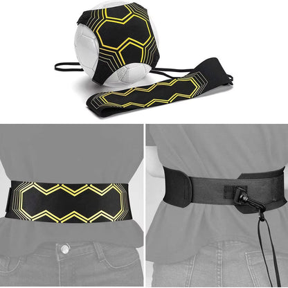 Football Kick Trainer Soccer Training Aids Hands Free Throw Sole Practice Equipment for Kids with Adjustable Belt Elastic Rope