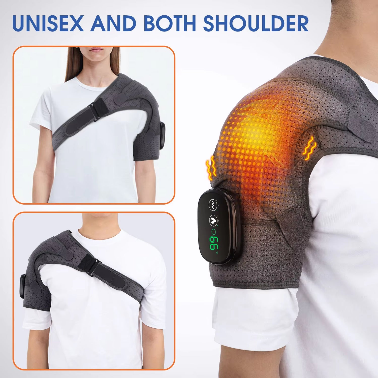 Electric Heating Shoulder Massager Vibration Massage Shoulder Brace Support Belt Rechargeable Warmer Knee Relief 3 Gear Belt Pad